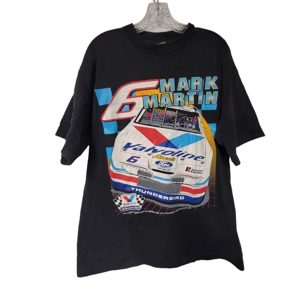 Vintage Nascar Mark Martin Valvoline‎ Ford Thunderbird Racing T-Shirt  XL